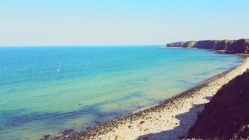 Scenic view of sea against clear sky