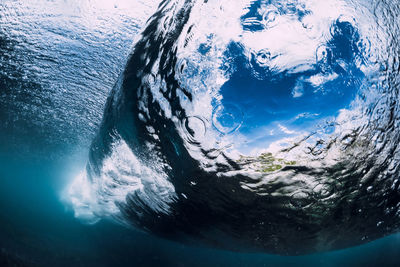 High angle view of swimming in sea