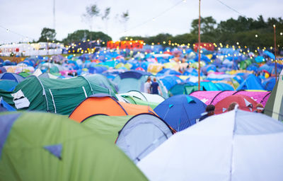 High angle view of colorful tent