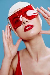 Close-up of woman wearing sunglasses