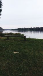 Scenic view of lake against clear sky