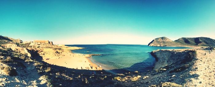 Scenic view of sea against clear sky