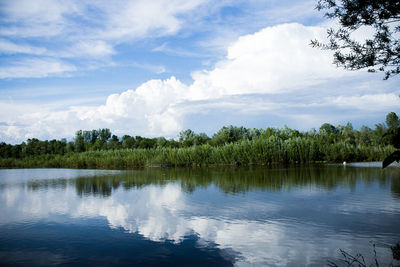 Scenic view of lake against sky