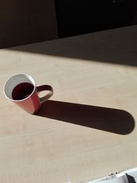 High angle view of coffee on table