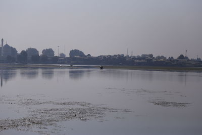 Scenic view of lake against clear sky