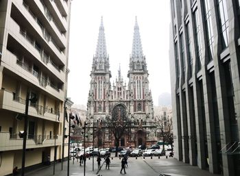 Low angle view of buildings in city