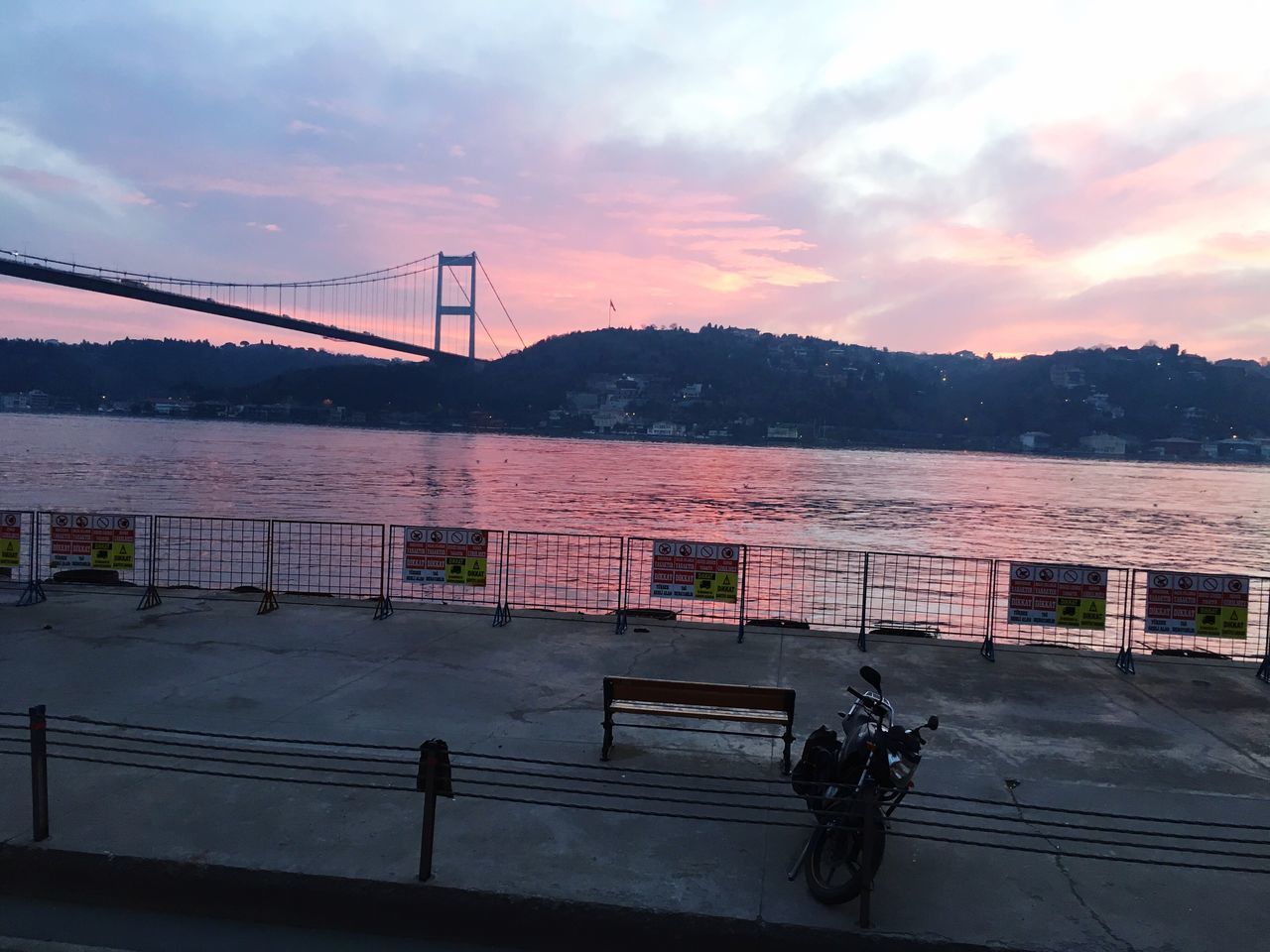 water, sky, sunset, reflection, dusk, outdoors, cloud - sky, no people, lake, dramatic sky, bridge - man made structure, business finance and industry, nature, beauty in nature, day