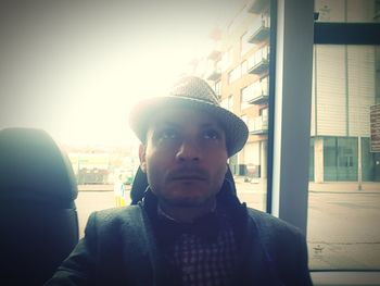 Portrait of man in park during winter