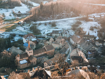 View from above of romaimôtier, switzerland