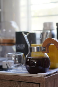 Close-up of coffee on table at home