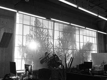 Reflection of buildings on glass window