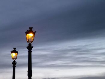 Low angle view of illuminated street light