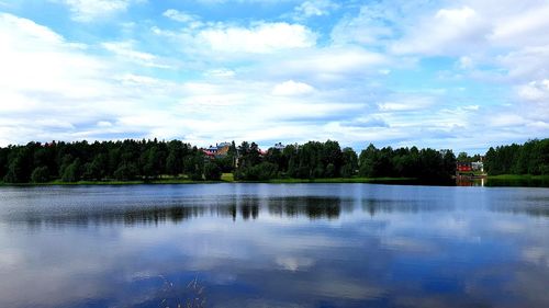 Scenic view of lake against sky