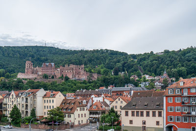 High angle view of townscape against sky