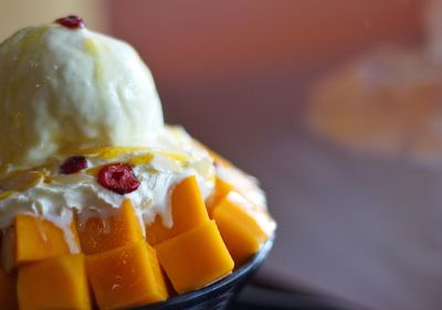 Close-up of ice cream in plate