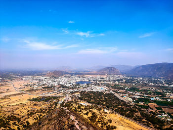 High angle view of townscape against sky