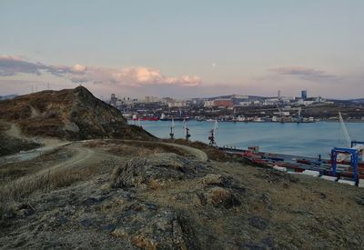 Scenic view of sea against sky during sunset