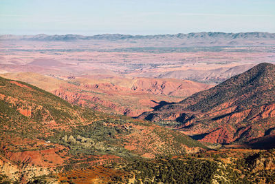 High angle view of land against sky