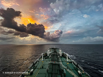 Panoramic view of sea against sky during sunset