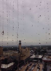 Close-up of water drops on glass