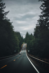 Road amidst trees against sky