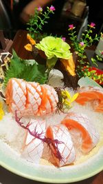 Close-up of sushi in plate