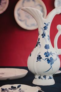 Close-up of crockery on table