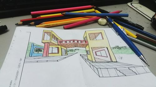 Low angle view of multi colored wall