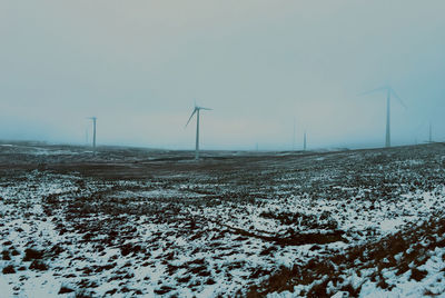 Wind turbines on landscape