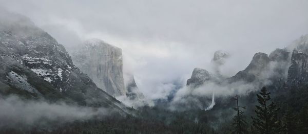 Low angle view of mountains against sky