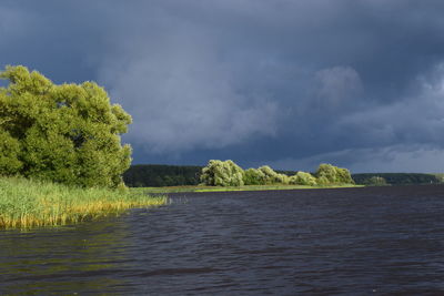 River volga in rainy day