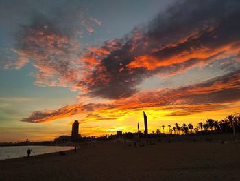 Scenic view of beach against sky during sunset