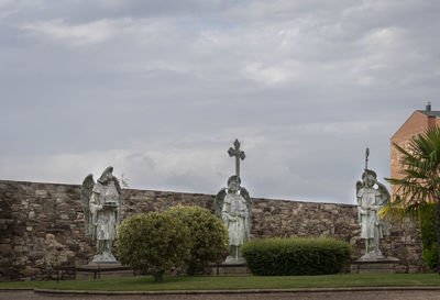 Statues at the episcopal palace in the city of astorga, spain