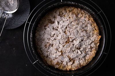 High angle view of cake in container