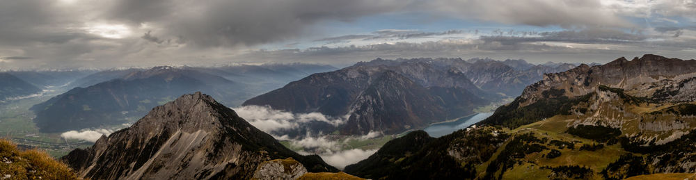 Scenic view of mountains against sky