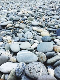 Full frame shot of pebbles on beach