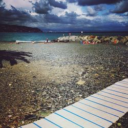 View of sea against cloudy sky