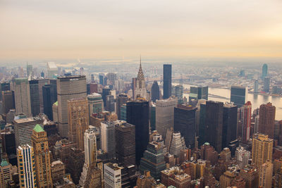 High angle view of buildings in city