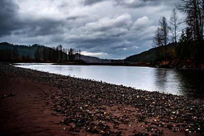 Scenic view of lake against sky