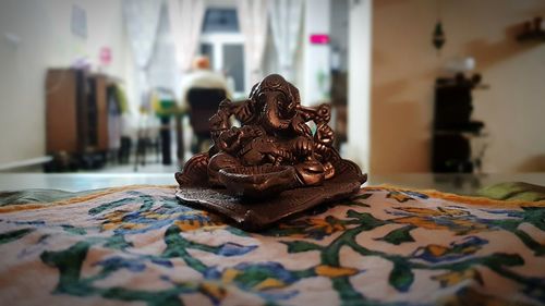 Close-up of chocolate on table at home