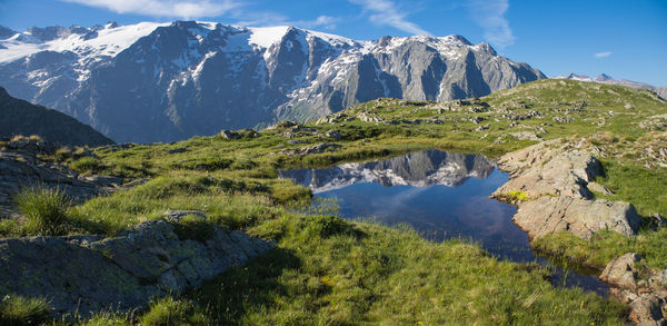 Scenic view of mountains against sky
