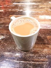 High angle view of coffee on table