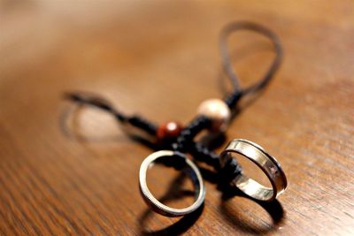 High angle view of eyeglasses on table