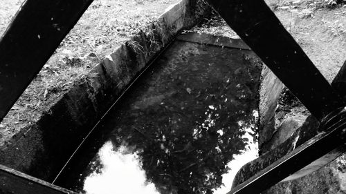 High angle view of old bridge over water