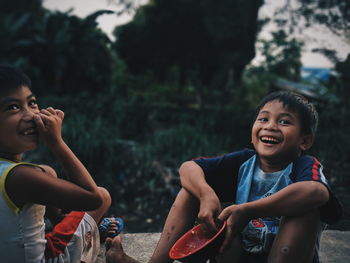 Portrait of happy boy smiling