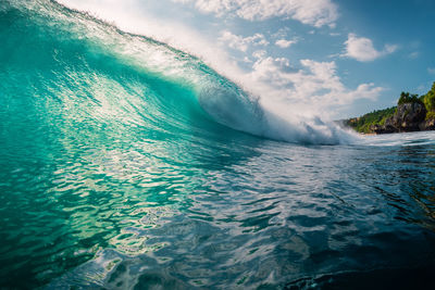 High angle view of sea waves