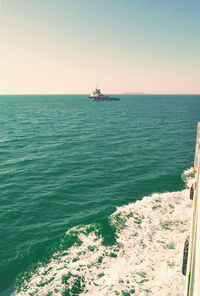Scenic view of sea against clear sky
