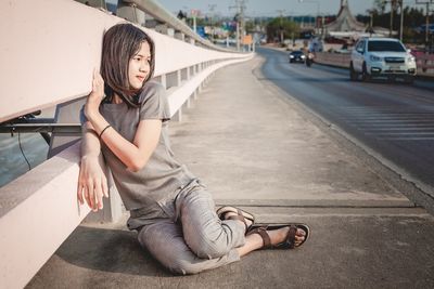 Woman sitting in car