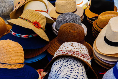 Full frame shot of hats for sale