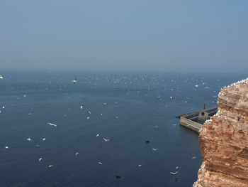 High angle view of sea against clear sky